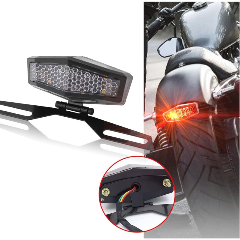 Motorcycle LED Tail Light With License Plate Lamp Holder Integrated Turn Signals Brake Light Universal For Motorcycle - Image 4