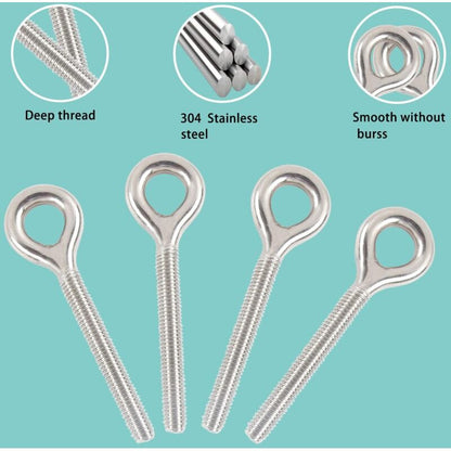 M6 304 Stainless Steel Ring Long Screw Threaded ROd Ring Bolt 10 pcs - Image 3