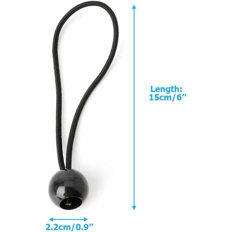 30 pcs Bungee Cords, Rubber Bungee Cords With Elastic Ball For Tarp Tents, Banner, Flag, Camping, Pavilion (Black) - Image 2