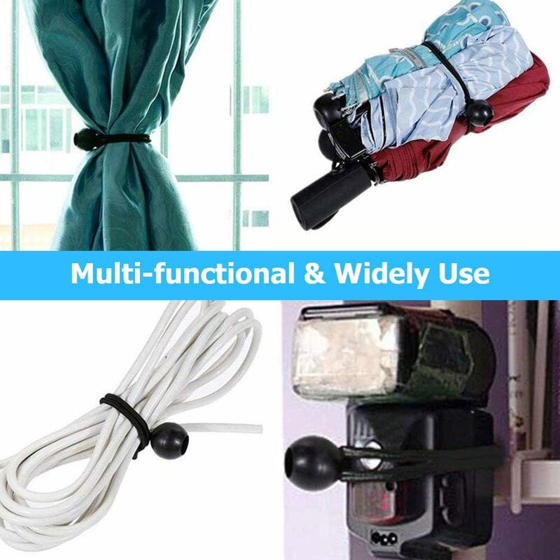 30 pcs Bungee Cords, Rubber Bungee Cords With Elastic Ball For Tarp Tents, Banner, Flag, Camping, Pavilion (Black) - Image 3