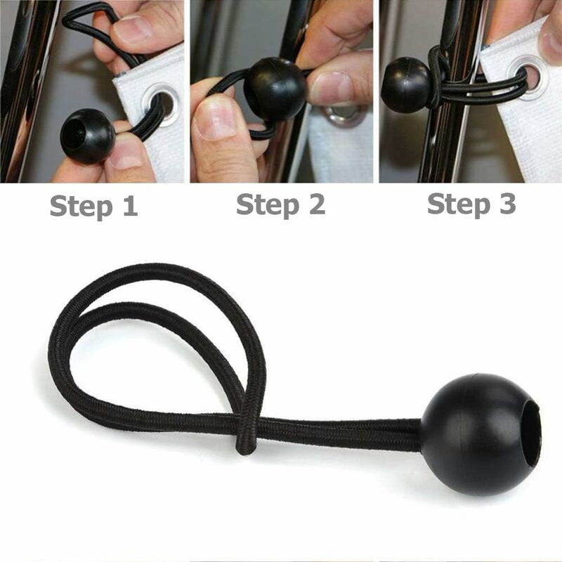 30 pcs Bungee Cords, Rubber Bungee Cords With Elastic Ball For Tarp Tents, Banner, Flag, Camping, Pavilion (Black) - Image 4