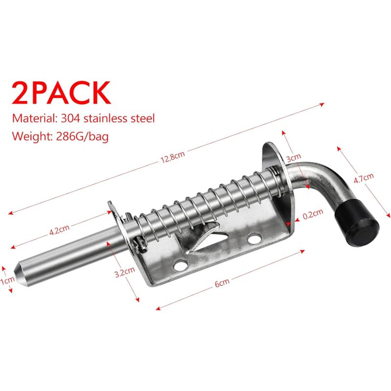 2 pcs Garage Door Lock Spring Latch Steel Spring Bolts Door Latches And Bolts 128Mm For Garage Door Garden Shed - Image 2