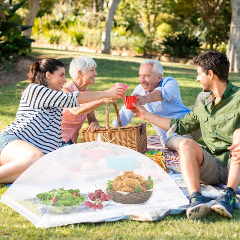 6 pcs Foldable Food Cover Anti-Fly Mesh Food Cover Tent Umbrella Anti-Insect Protection For Bbq Picnic Food,1 Large - Image 2
