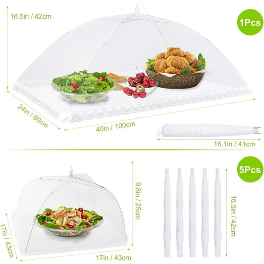 6 pcs Foldable Food Cover Anti-Fly Mesh Food Cover Tent Umbrella Anti-Insect Protection For Bbq Picnic Food,1 Large - Image 3