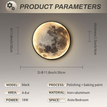 Indoor Wall Light, Modern 15W LED Wall Lamp Circle Design, 6500K Wall Lights Adjustable, Black, For Bedroom, Living - Image 2