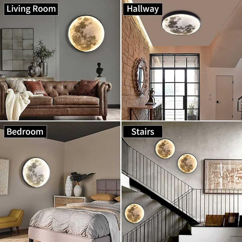 Indoor Wall Light, Modern 15W LED Wall Lamp Circle Design, 6500K Wall Lights Adjustable, Black, For Bedroom, Living - Image 4
