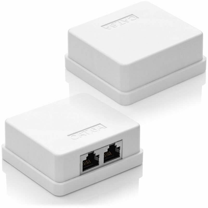 2 X Cat 6A Network Sockets, 2 X Rj45 Ftp Sockets, Shielded 10Gbit Lan Ethernet Wall Mount Cable, White - Image 3