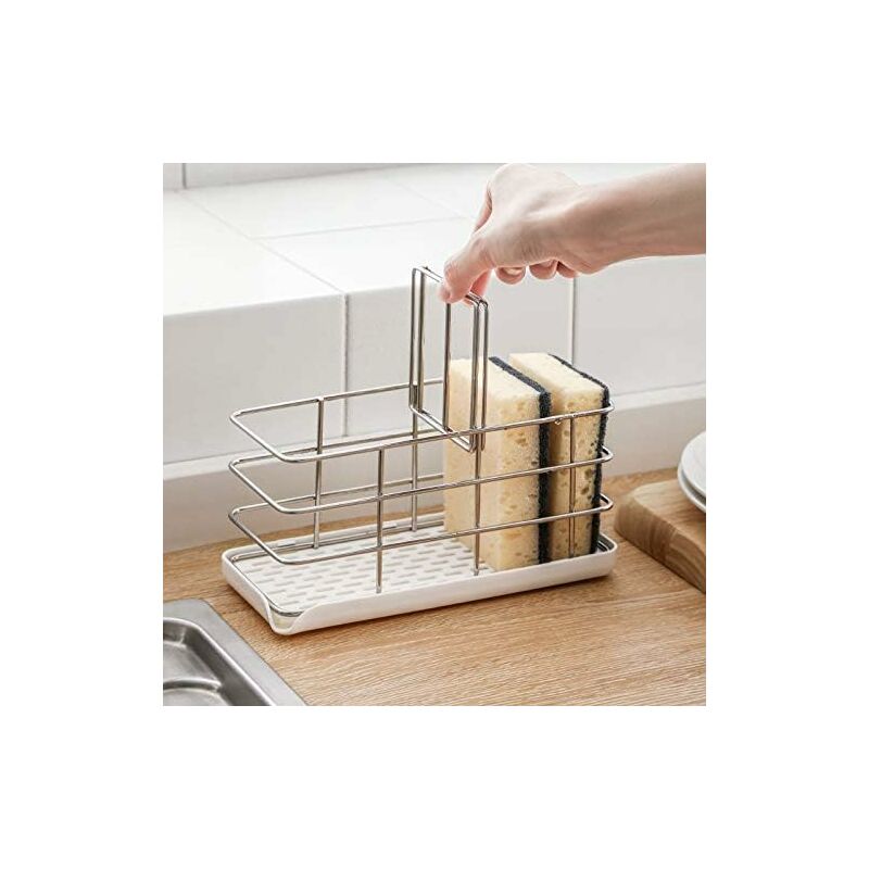 304 Stainless Steel Sponge Holder, Multifunctional Kitchen Sink Organizer, Dish Drainer Tray, Soap Dish, Adjustable - Image 2