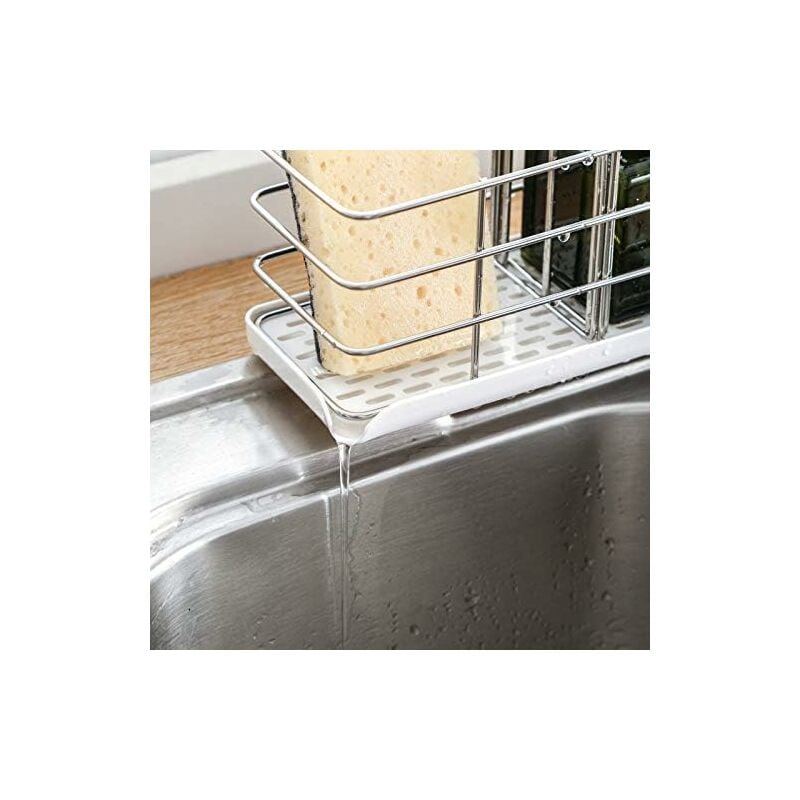 304 Stainless Steel Sponge Holder, Multifunctional Kitchen Sink Organizer, Dish Drainer Tray, Soap Dish, Adjustable - Image 3