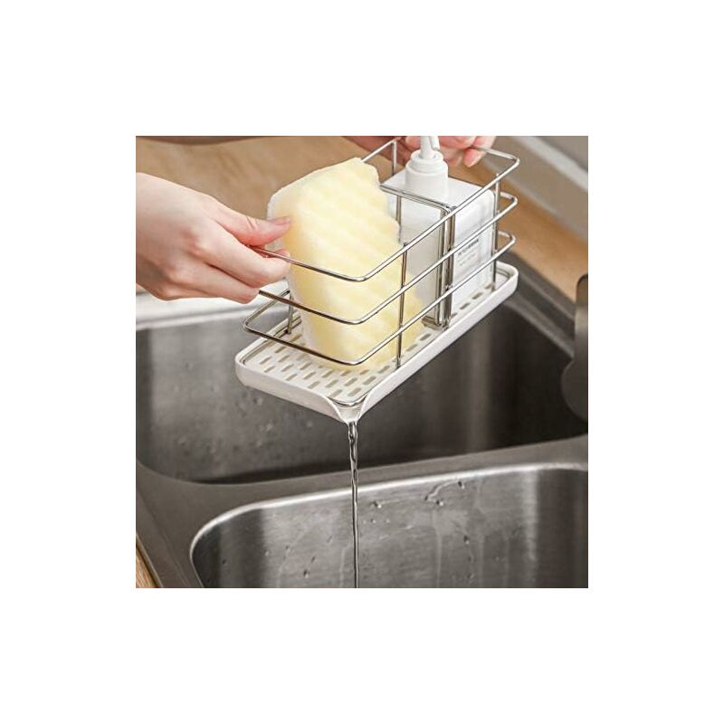 304 Stainless Steel Sponge Holder, Multifunctional Kitchen Sink Organizer, Dish Drainer Tray, Soap Dish, Adjustable - Image 4