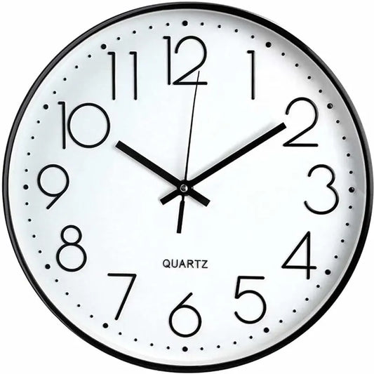 12 Inch Modern Wall Clock, Battery Operated Silent Quartz Kitchen Clock ROund Easy To Read For Home/Office/School,