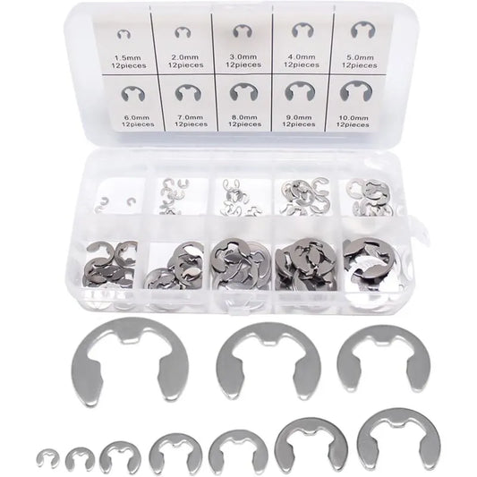 120 pcs 10 Different Sizes Stainless Steel Lock Washers With Box For Wave Groove Machine Automotive Application (Silver)