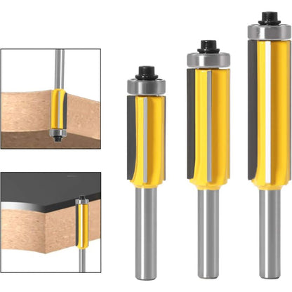 3 pcs ROuter Bit, 4 Flute Shank Copy Cutter With Top Bearing Straight Flush Trim Bit Carbide Woodworking Milling Cutter - Image 3