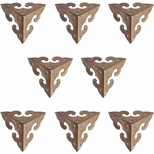 8 pcs Vintage Pure Brass Miniature Corner Protectors With Cloud Pattern