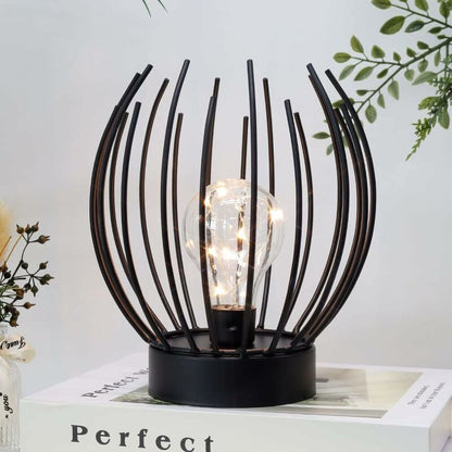 Metal Cage Table Lamp Cordless Battery Operated Lamp With Edison Style LED Bulb Ideal For Weddings, Parties, Patio - Image 2