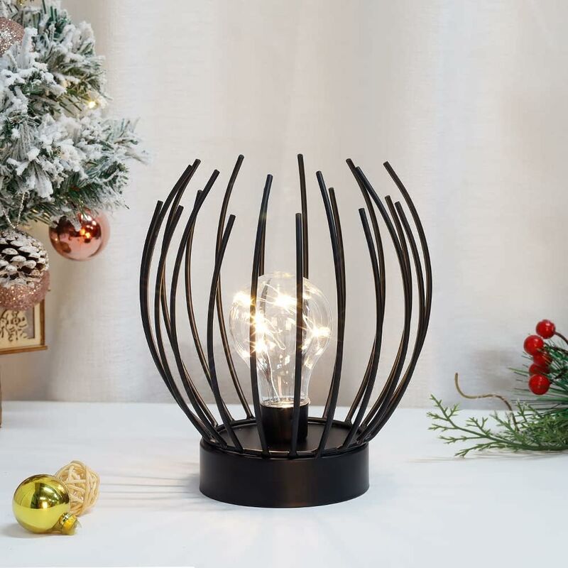 Metal Cage Table Lamp Cordless Battery Operated Lamp With Edison Style LED Bulb Ideal For Weddings, Parties, Patio - Image 3