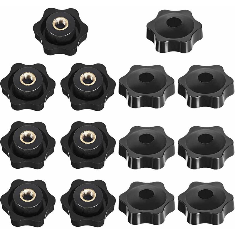 M8 Female Thread Clamping Knob, Star Head Clamping Nuts Knob, Clamping Nuts Star Shape Handle, Female Thread Black