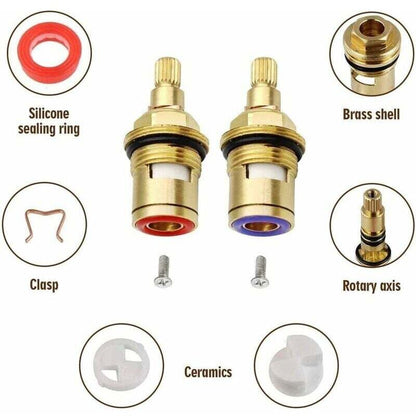 Ceramic Disc Head, Pair Of Universal Replacement Ceramic Faucet Cartridges, 1/2" Quarter Turn 20 Notches X 51Mm - Image 2