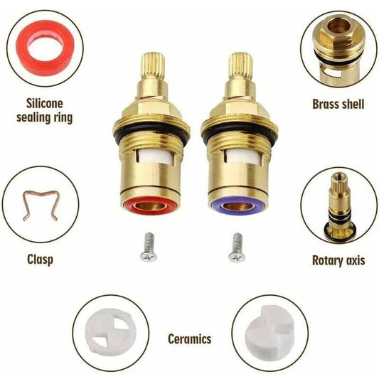 Ceramic Disc Head, Pair Of Universal Replacement Ceramic Faucet Cartridges, 1/2" Quarter Turn 20 Notches X 51Mm - Image 2