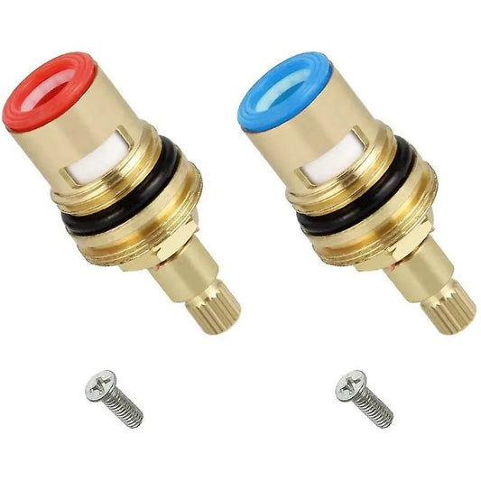2 pcs Ceramic Disc Head, 1/2" Ceramic Cartridges, Universal Brass Faucet Replacement 20 Notches X 53Mm Replacement For