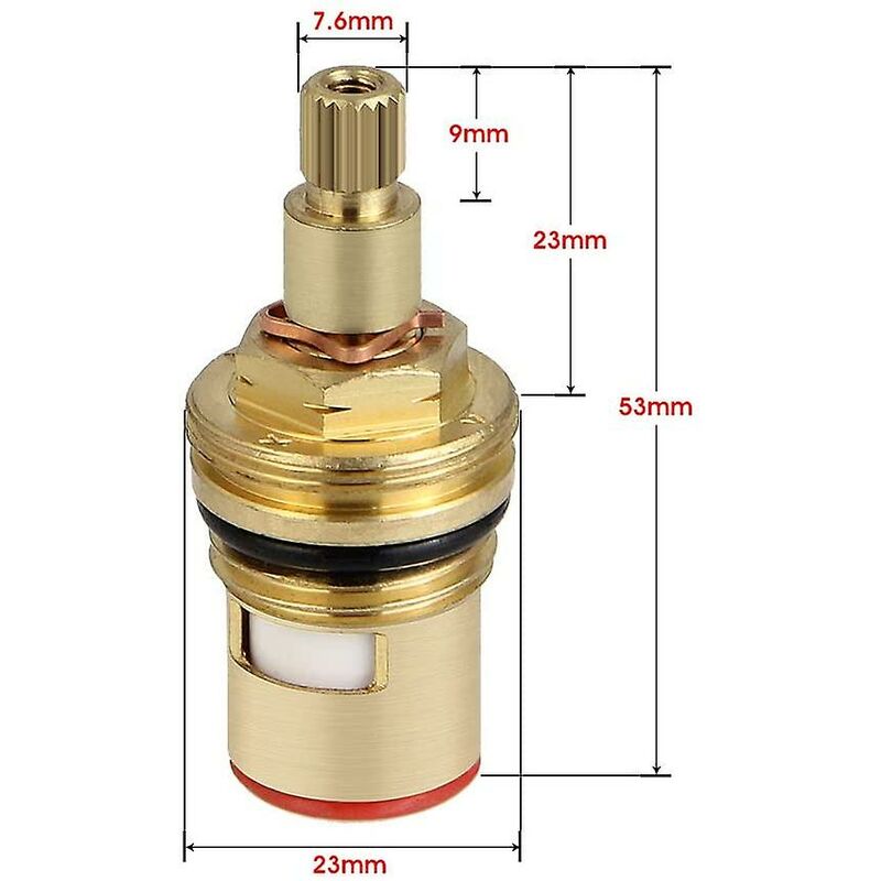 2 pcs Ceramic Disc Head, 1/2" Ceramic Cartridges, Universal Brass Faucet Replacement 20 Notches X 53Mm Replacement For - Image 3
