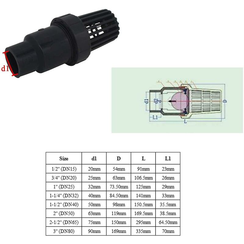 Foot Valve Non-Return Valve With Suction Ball 25 32 40 Mm Non-Return Strainer Valve Non-Return Pvc Swimming Pool Pump - Image 4