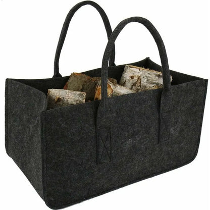 1 pcs Log Bag Felt Bag Wood Log Basket Wood Storage Bag For Logs DArk Grey 50X25X25Cm