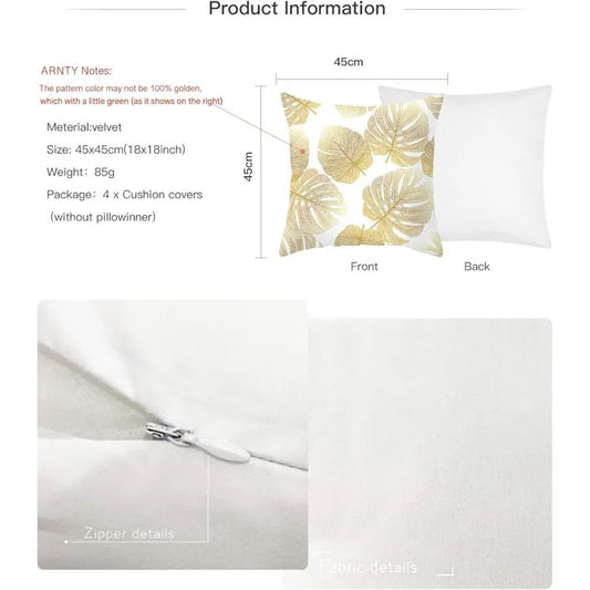 Pillowcase 45X 45Cm, Modern Sofa Cushion Cover Beautiful Car Sofa Cushion Covers Home Decor Protectors (Golden - Image 4