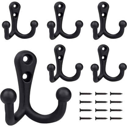 6 Pieces Retro Coat Hooks Double Metal Hooks Black Retro Coat Hooks For Coat Rack Bathroom Kitchen - Image 2