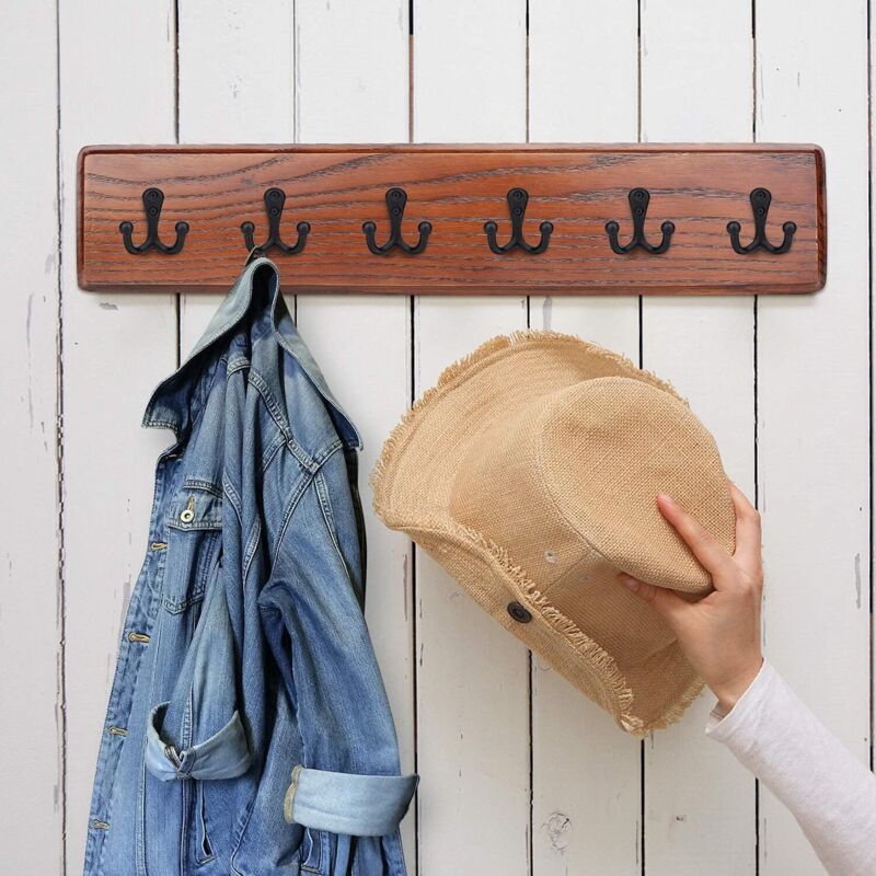 6 Pieces Retro Coat Hooks Double Metal Hooks Black Retro Coat Hooks For Coat Rack Bathroom Kitchen - Image 3