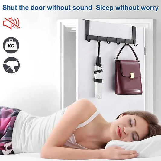 Coat Rack For Door, Black Stainless Steel Coat Hook, 6 Hooks Coat Rack For Bedroom Bathroom Kitchen Door Türhaken-6 - Image 3