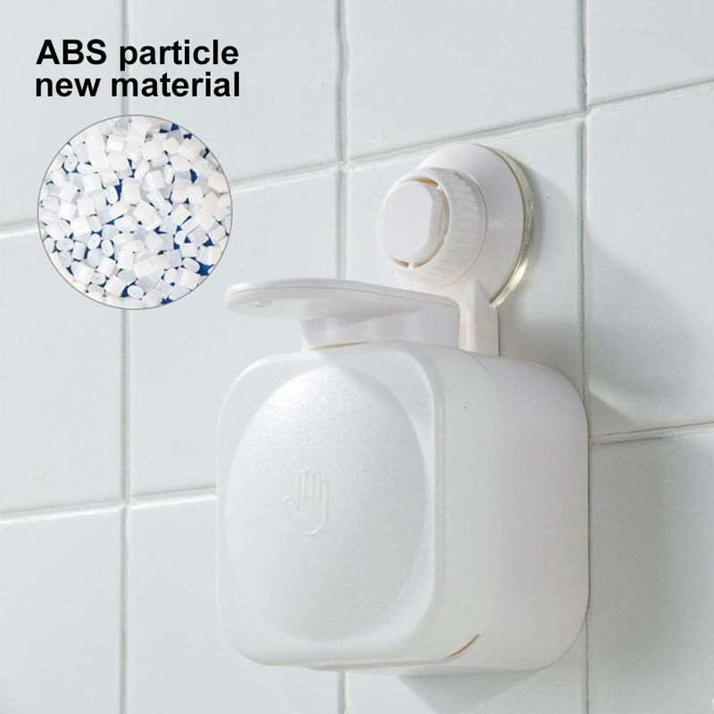 Wall Mounted Refillable Suction Cup Soap Dispenser No Drilling For Bathroom Or Kitchen (White) - Image 2