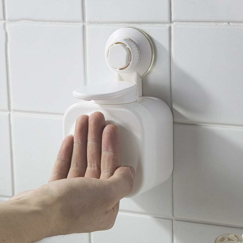 Wall Mounted Refillable Suction Cup Soap Dispenser No Drilling For Bathroom Or Kitchen (White) - Image 3