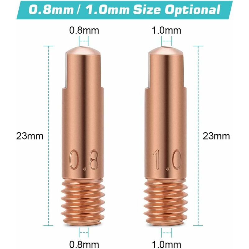 Mig Contact Nozzle, Welding Contact Tips, 20 pcs Copper Contact Tip For 15Ak Mig Welding Torch Consumables(0.8) - Image 4