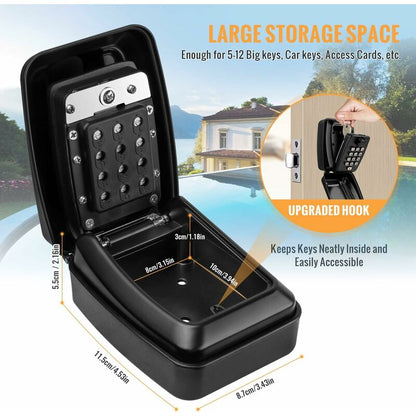 Outdoor Security Key Box, Large Wall Mounted Key Box With 12 Digit Code, Waterproof And Rustproof Security Key Box For - Image 2