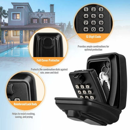 Outdoor Security Key Box, Large Wall Mounted Key Box With 12 Digit Code, Waterproof And Rustproof Security Key Box For - Image 3