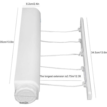 Retractable Clothesline Portable Home Indoor Outdoor Plastic Clothes Drying ROpe Wall Mount Compact Clothes Line - Image 2