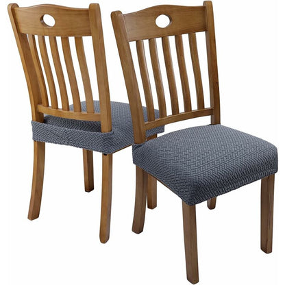 6 pcs Stretch Chair Covers Jacquard Embossed Removable Washable Seat Covers For Dining ROom Kitchen Office Hotel - Image 2