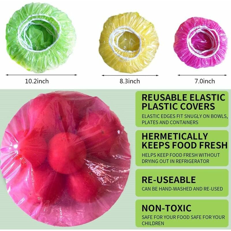 60 Pieces Food Bowl Covers Colorful Food Cover Reusable Elastic Storage Plastic Bowl Covers Dish Plate Covers For - Image 2