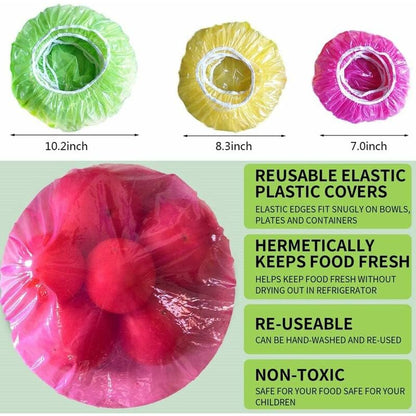 60 Pieces Food Bowl Covers Colorful Food Cover Reusable Elastic Storage Plastic Bowl Covers Dish Plate Covers For - Image 2
