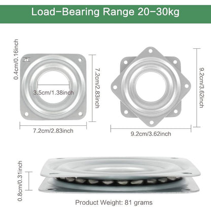 360 Degree ROtating Tray 6 Pieces Metal Turntable Tv Swivel Plate Square ROtating Plate 4 Ball Bearing Swivel Plate For - Image 2