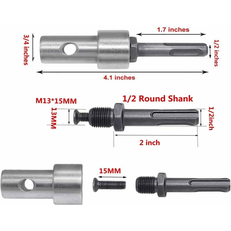 Garden Auger Power Drill Adapter For Corded Drill And Cordless Drill, Sds Plus Thread Keyless Chuck ROund Shank Adapter - Image 3