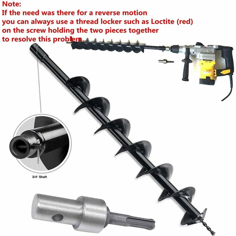 Garden Auger Power Drill Adapter For Corded Drill And Cordless Drill, Sds Plus Thread Keyless Chuck ROund Shank Adapter - Image 4