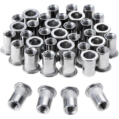 100 pcs M6 Stainless Steel Rivet Nuts Flat Thread Rivet Nuts