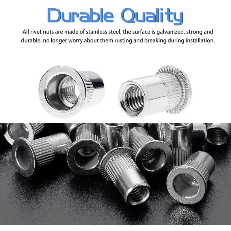 100 pcs M6 Stainless Steel Rivet Nuts Flat Thread Rivet Nuts - Image 3
