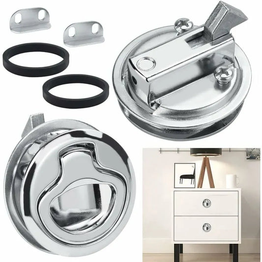2 pcs Zinc Alloy Flush Hatch Latch Boat Hatch Latch Boat Pull Latch Flush Hatch Latch Lock For Furniture, Drawers,
