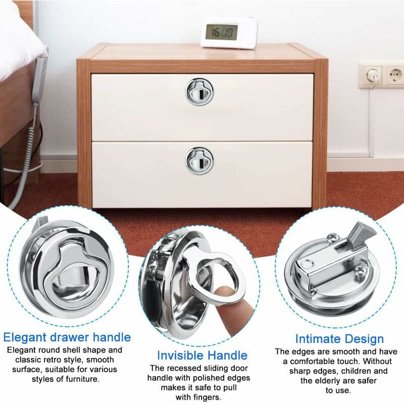 2 pcs Zinc Alloy Flush Hatch Latch Boat Hatch Latch Boat Pull Latch Flush Hatch Latch Lock For Furniture, Drawers, - Image 2