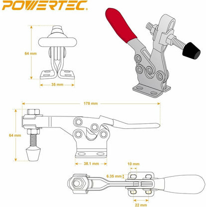 20326 225D Quick Release Horizontal Toggle Clamp - 500 Lb Holding Capacity With Rubber Pressure Tip, 4Pk - Image 4