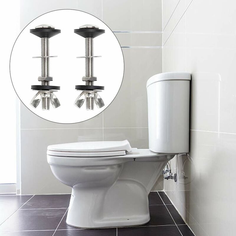 Toilet Bolt Tank To Bowl Bolt Kit, 2 pcs Screw Cassette Kit, Universal Stainless Steel Toilet Fixing, Easy To Install - Image 2