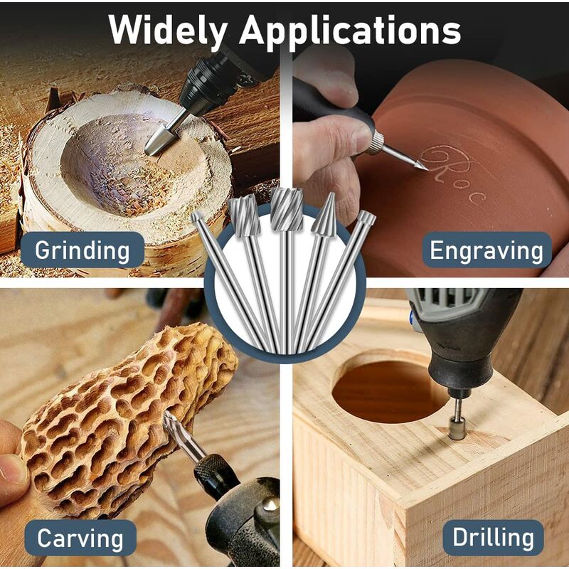 20 pcs ROtary Burr Set, High Speed Steel Carving Tool With 3Mm Grinding Head For Woodworking Carving Engraving Drilling - Image 3